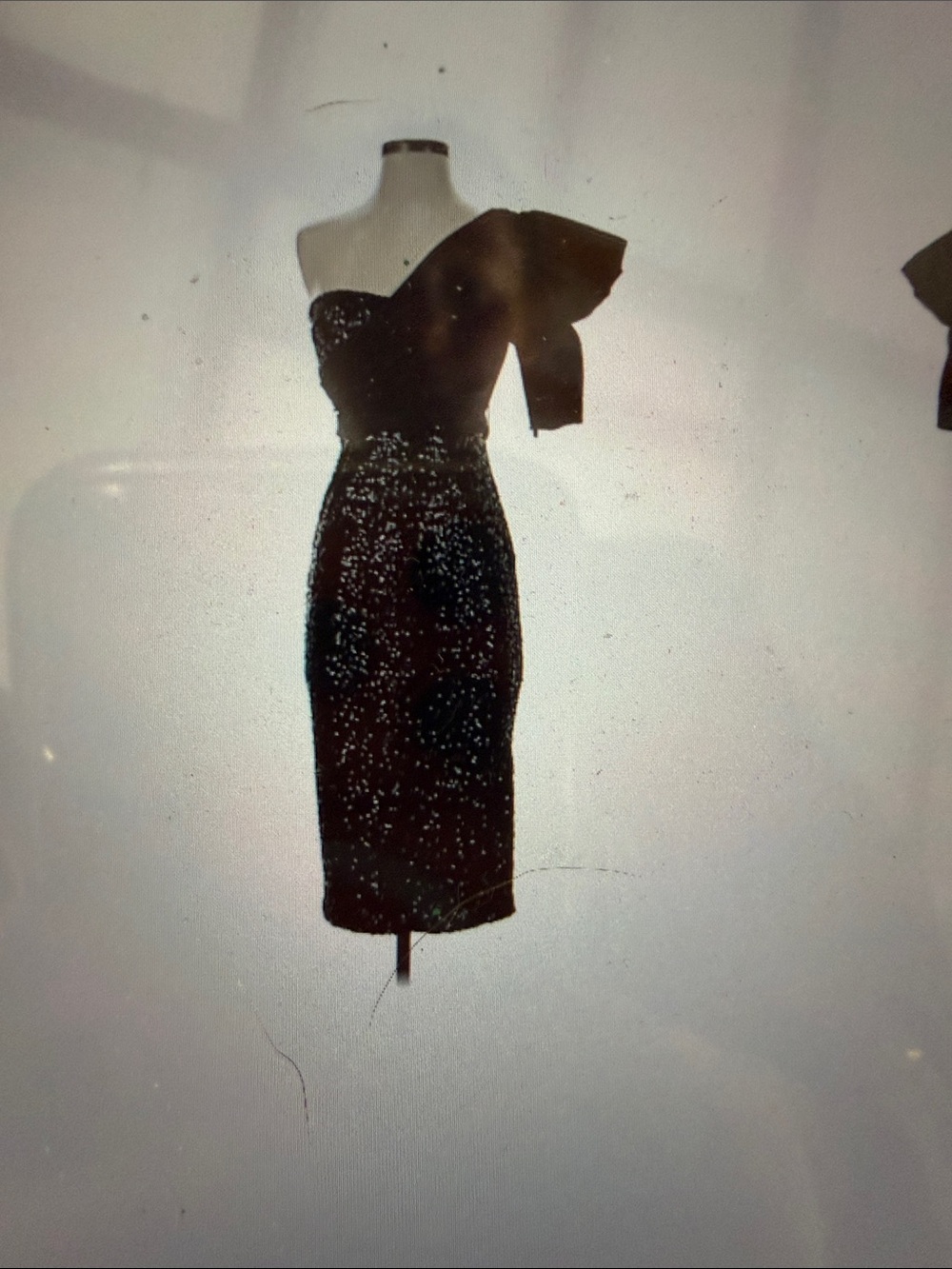 Badgley Mischka Black One-Shoulder Sequin Sheath Dress size 10